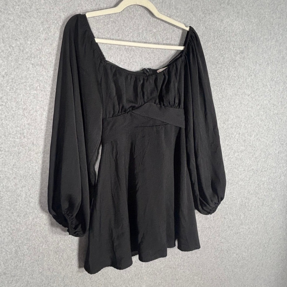 Altar'd State Satin Babydoll Dress Medium Black Milkmaid Victorian Renaissance